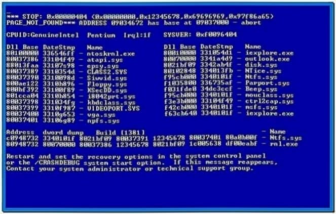 Blue Screen Screensaver Windows 7