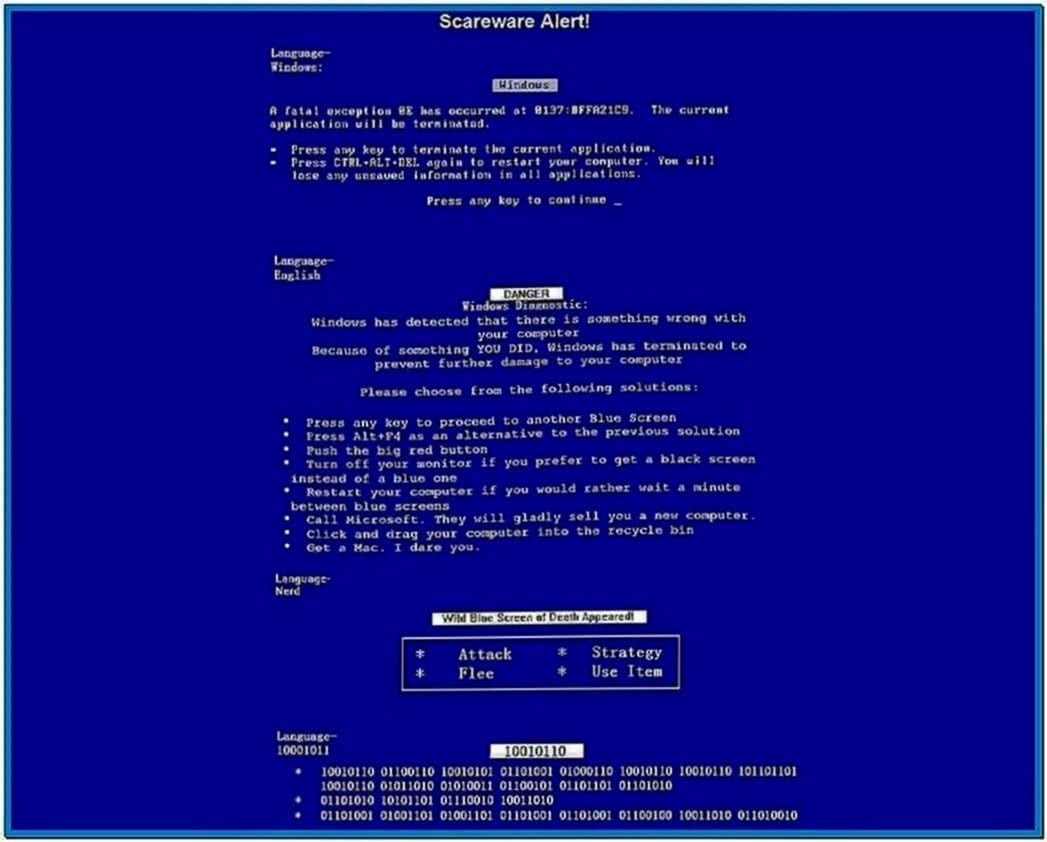 Fake Blue Screen of Death Screensaver