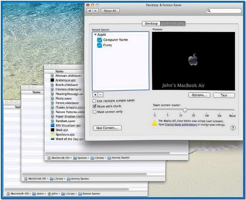 Mac OS X Lion Screensaver Bug