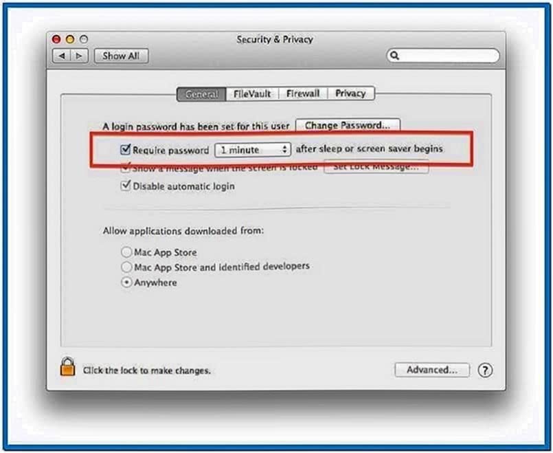 Mac OS X Screensaver Lock