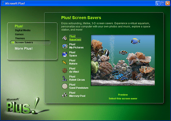 Microsoft Aquarium Screensaver XP