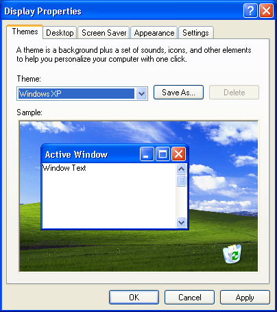 Screensaver as Desktop Background Windows XP
