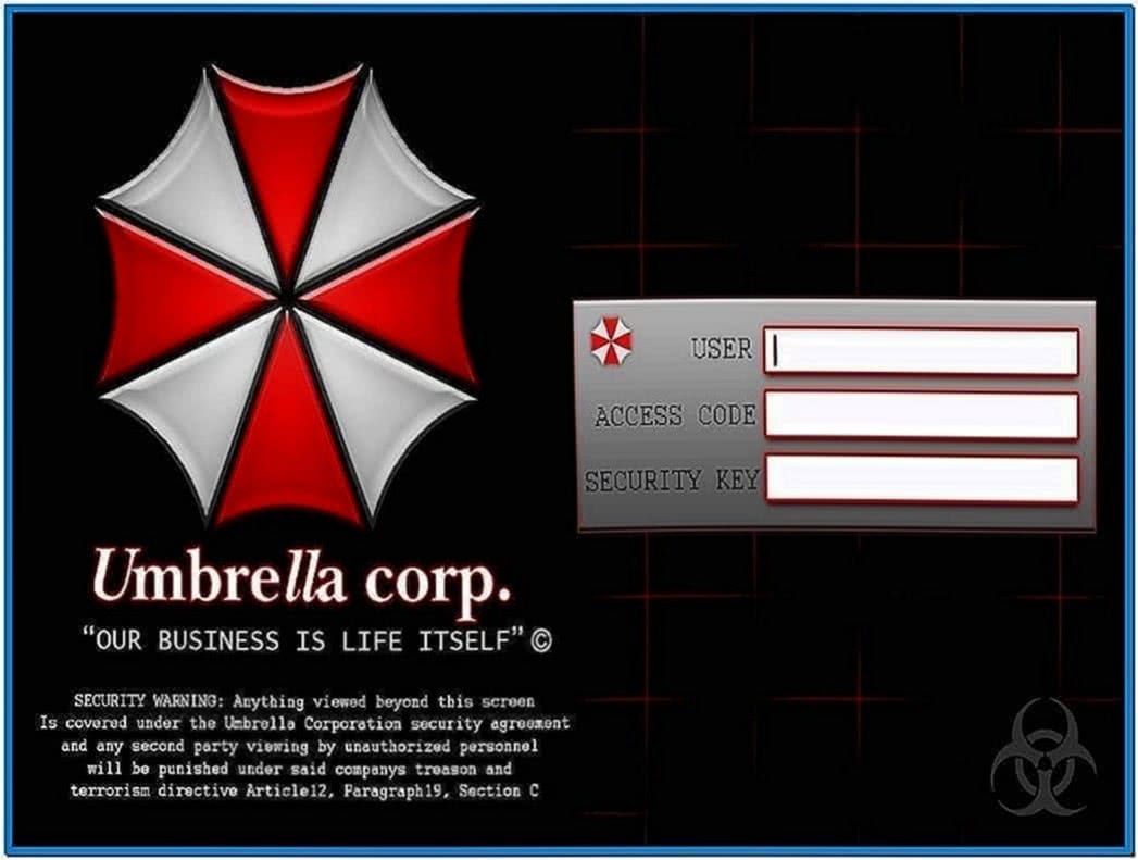 Umbrella Corporation Login Screensaver