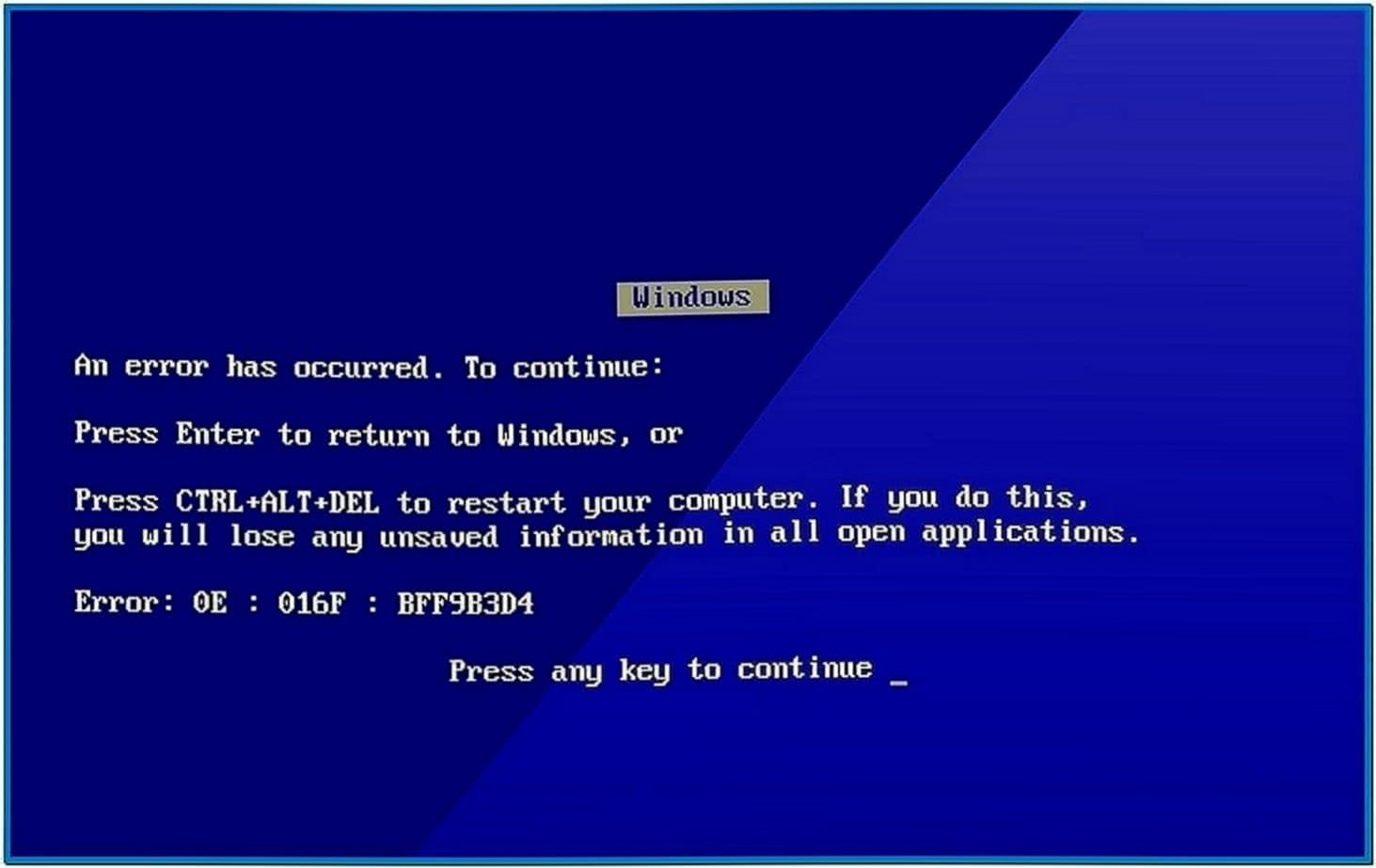 Windows Blue Screen of Death Screensaver